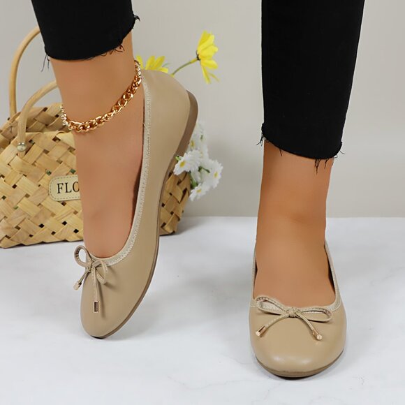 Women's Cushioned Insole Classic Bow Tie Ballerina Flat - Picture 3 of 10